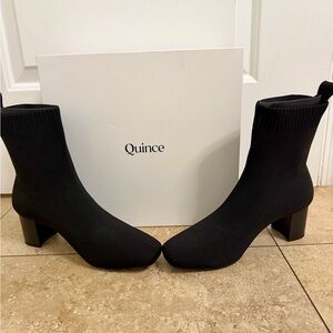 Quince Women's Black Eco Knit Healed Bootie.